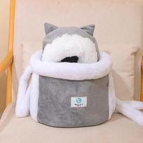 Pet Carrier Bag Cat Dogs Plush Backpack Outdoor Travel Walking Winter Warm Nest Kitten Puppy Hanging Chest Portable Carriers L white