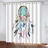 Dreamcatcher Blackout Curtains for Bedroom Living Room Thermal Insulated Window Curtain Boho Drapes Decor(2Panels) Cortina W132cm x H160cm&Grommet gray