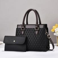 PU Odinės Moteriškos Rankinės ir Piniginė 2 dalių Rinkinys Moteriška Rankinė Moteriškos Vintažinės Portfelio Rankinės Tote Bostonas Peties Crossbody Rankinės black
