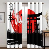 3D Japaness Anime Bushido Cartoon Window Curtains Blinds For Living Room Kid's Bedroom Bathroom Kicthen Office Door Home Decor2P W65X60H(cm)X2Pcs&Hook