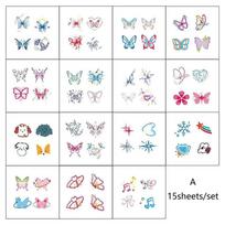 15 Sheets Glitter Dreamy Butterfly Waterproof Temporary Tattoo Long-Lasting Waterproof Realistic Fake Tattoo Finger Stickers white