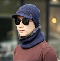 Žieminės kepurės Skullies Beanies kepurė Žieminės kepuraitės vyrams Moteriškos vilnos skarelės kepuraitės balaklava kaukė Gorras Bonnet megzta kepurė Vyriška mezgimas smaigalys kepuraitė hat and scarf tamsiai mėlyna spalva