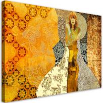 Canvas print, Klimt Woman on decorative background 60x40 auksinė