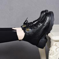 Short Boots Martin Boots Cotton Boots Casual Leather Boots 35 juoda