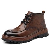 Britiška platforma Aukštakulniai darbo batai Vyriški Žieminiai Aksominiai Šilti Padidinti Odiniai Batai Vyriški Dizainerio Minkštapėdžiai Neslystantys Ankle Boots 38