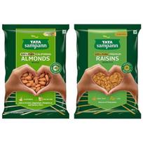 Tata Sampann Pure California Almonds Whole & Dry Fruits | 500g & Tata Sampann Pure Raisins Seedless | 500g Value Pack