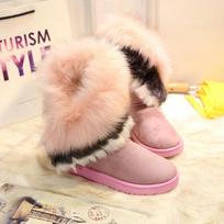 Women Winter Boots Snow Fur Boots Winter Warm Ankle Boots For Women Snow Shoes Style Round-toe Slip On Winter Boots Size 36-42 36 rožinė