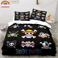 3D Print One Anime P-piece Bedding Set,Duvet Cover Comforter Bed Set Quilt Cover Pillowcase,King Queen Twin Size Boy Girl Adult 70x133cm 2pcs white