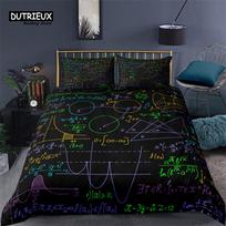 Math Equation Duvet Cover Set King Size Mathematics Formula Pattern Bedding Set For Boys Girls Polyester Educational Quilt Cover EU single(135x200cm) white