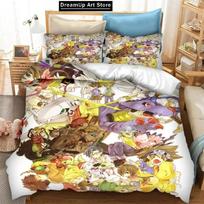 3D Print Fashion Anime Digimon Adventure Bedding Set Boys Girls Twin Queen Full Size Duvet Cover Pillowcase Bed Adult Bedroom EU Single 90x200cm