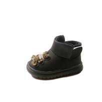 Botas Niña Cute Child Snow Boots Winter Boot Anti Slip Girl Ankle Boots Warm Boy Cotton Shoes Warm Padded Boots Infant Kid Shoe 22-insole13.5cm juoda