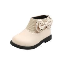 Mergaitei Batai Veliūriniai Vaikams Aulinukai Žieminiai Batai Mergaitei Odiniai Batai Šilti Sniego Batai Kaspinas Trumpi Aulinukai Vaikų Batai Aulinukai 21-insole13cm beige