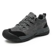Suede Leather Men's Treking Footwear Lace Up Male Hiking Shoes Non-Slip Retro Casual Shoes for Men Soft Outdoor Walking Sneakers 38 pilka spalva