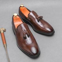 Men Fashion Brogue Carving Breathable Loafers Gentleman Slip-On Business Shoes Party Shoes Office Shoes Wedding Black Dress Shoe 38 ruda
