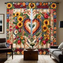2 Pieces HD Digital Yellow Tinted Dopamine Sunflower Curtains Home Decorating Style Decorating Living Room Bedroom Rodding Curta W52H63inchW132H160cm beige