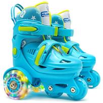 Skating Shoes Roller Skating Children's Set 3-8 Year Old Double Row Flash Wheel Adjustable Safety Assist Roller Skating Shoes 27-30 dangaus mėlyna spalva
