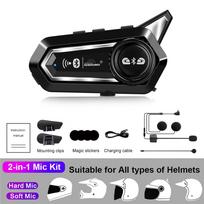 2 viename mikrofonas, motociklas, „Bluetooth“ šalmas, ausinės, domofonas, 1000 mAh, motociklas, 500 m juoda
