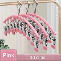 Stainless Steel Clothes Hanger Underwear Socks Drying Rack Windproof Clothes Racks Laundary Storage Organization pink