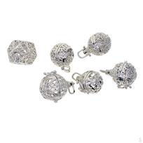 6pcs Mixed Filigree Cage Locket Pendant Necklace Findings white