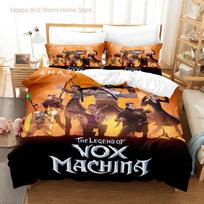 New legend of vox machina game Bedding Set Single Twin Full Queen King Size Bed Set Aldult Boys Bedroom Duvetcover Sets Anime EU single(135x200cm) beige