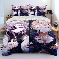 3D Print Record of Ragnarok Bedding Set,Duvet Cover Comforter Bed Set Quilt Cover Pillowcase,King Queen Twin Size Boys Girls 135X200cm-2pcs gray