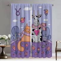 Curtains for Living Room Curtain for Room 2 Panel Colorful Cats Halloween Decoration Partition Home Interior Curtains Shades W50xH70cmx2pcs-CL