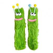 1 Pair Cartoon Socks Funny Expression Decoration Animal Big Eyes Thick Fuzzy Plush Warmth Retention Fall Winter Floor Socks Holi One Size žalia