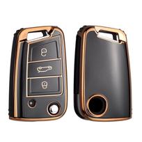 TPU Automobilio Raktų Dėklas Dangtelis Korpusas Fobas VW Volkswagen Golf 7 MK7 Tiguan MK2 SEAT Ateca Leon FR 2 Ibiza Skoda Octavia juoda