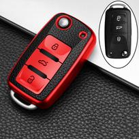 TPU Automobilio Raktų Dėklas Dangtelis Korpusas Fob VW Volkswagen MK4 Bora Golf Jetta Passat Polo Bora Touran Skoda Seat Tiguan Lavida Octavia raudona