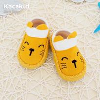 Rudens/Žiemos Animacinės Neslystančios Kūdikių Kojinės su Minkštu Odiniu Padu Size XL (14cm sole) geltona