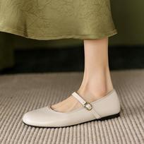 Krazing Pot Cow Skin Summer Spring Autumn Winter Flats Women Round Toe Mary Janes Shallow Cozy Shoes 35 dramblio kaulas