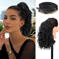 MISS WIG Synthetic Short Wave Curly Ponytail Wrap Around Ponytail Extension Easy To Wear Fluffy And Fashionable Suitable For Daily And Party 30cm