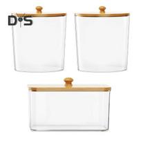 3Pcs Laundry Pods Container Clear Large Capacity Transparent Design Laundry Room Organization Containers with Bamboo Lids Round beige