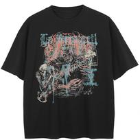 Streetwear Įnirtingo vaiduoklio grafikos medvilniniai unisex marškinėliai Vasariniai marškinėliai trumpomis rankovėmis M juoda