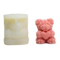 3D rožės meškiuko forma, meškiuko žvakės gamybos forma, lanksti silikoninė liejimo forma DIY rankų darbo muilams, žvakėms, epoksidinei dervai, gipsui, rankdarbiams A