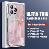 For iPhone 16 Plus 15 14 Pro 12 13 Pro Max 11 Shockproof Colored Butterfly Pattern Hard Pc Transparent Slim Lens Protection Phone Case Cover iPhone16