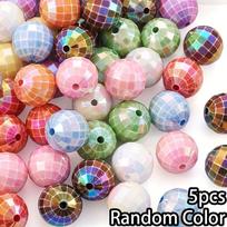 5/10/20pcs Disco Ball shaped Resin Material Random Color Decorative Beads DIY Bracelet Necklace Earrings Keychain Keychain Pendant Random Color 5pcs beige