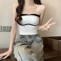New Spice Girl V-neck Dopamine Sexy Invisible Shoulder Strap Tube Top, Slim Fit and Thin, Advanced Sense of Pure Desire One size balta