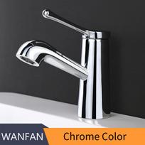Basin Faucets Chrome Finish Bathroom Faucet Hot and Cold Water Basin Mixer Tap Brass Toilet Sink Water Crane Short Style 855872