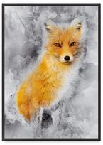 Plakatas rudas lapinas abstrakcija juodame rėmelyje 21x30 cm