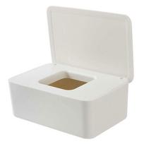Wipes Dispenser Box Dry Wet Tissue Case Dustproof Paper Towel Box with Cover white