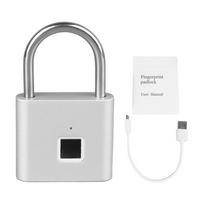 Pirštų atspaudų pakabinama spyna be rakto, vandeniui atspari, biometrinė elektroninė spyna, įkraunama per USB sidabras