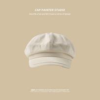 Khaki Beret Cute Summer Girlsolid Color Newsboy Hat College Style Versatile Octagonal Hat