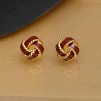Vintage Hong Kong Caramel Earrings: 925 Silver, Luxury Enamel Design, Elegant Fashion Jewelry.