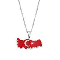 Map Flag Necklace Oil Drip Stainless Steel Pendant Women'S Couple Necklace
