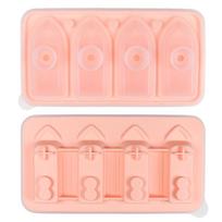 Silikoninė ledo rutulių forma - Didelis kūrybingas namų ledo kubelių padėklas Ship Ice Tray rožinė