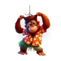 Yousheng Orangutano pakabukas galinio vaizdo veidrodėlio dekoras su virvele, lengvai pakabinamas, 2D gyvūno pakabinamas papuošalas, automobilio salono ornamentas oranžinė