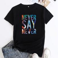 Summer Round Neck Letter Pattern Printed Top Fashionable Casual Short Sleeved Women's Pure Cotton T-shirts S juoda