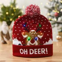 Žiemos šilta Kalėdų LED megzta kepurė Festival Party LED Beanie red
