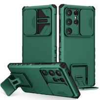Atsparus smūgiams tvirtas telefono dėklas Samsung Galaxy S24 Plus S24 Ultra S 24, apsauga kamerai, laikiklis-stovas, galinis dangtelis Samsung S24 tamsiai žalia spalva
